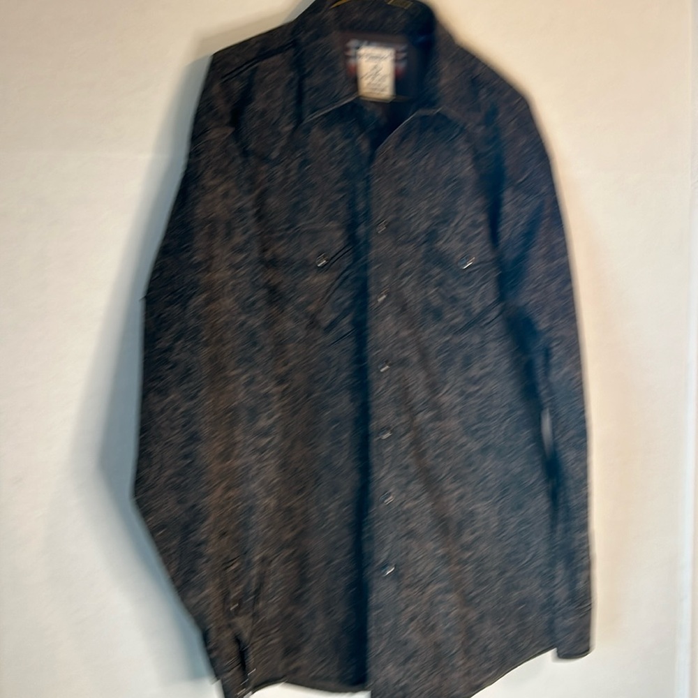 Panhandle Rough Stock Brown Paisley Print Snap Western Cowboy Shirt. Size XL